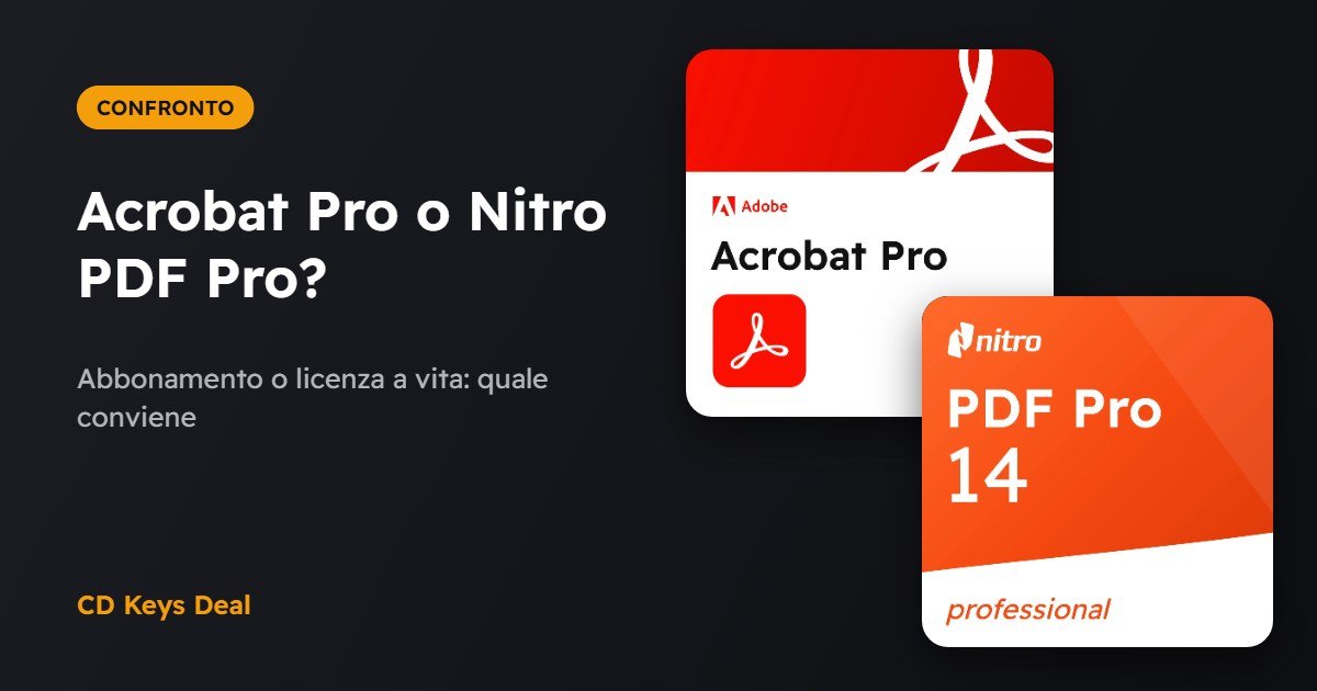 Adobe Acrobat Pro o Nitro PDF Pro: abbonamento o licenza a vita?