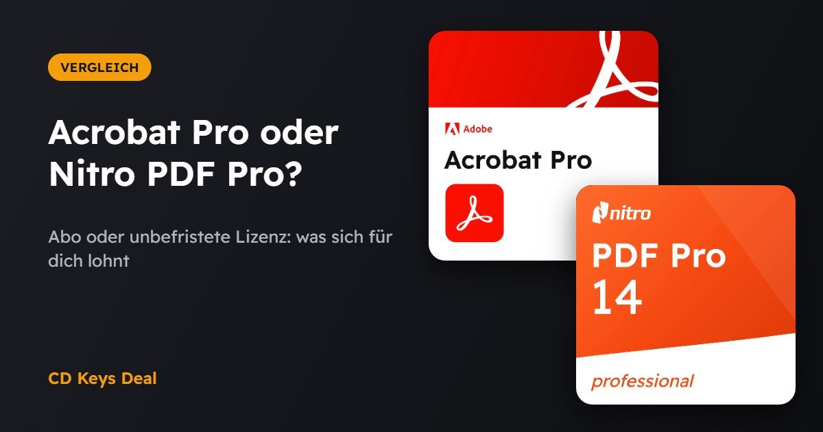 Adobe Acrobat Pro oder Nitro PDF Pro: Abo oder unbefristete Lizenz?