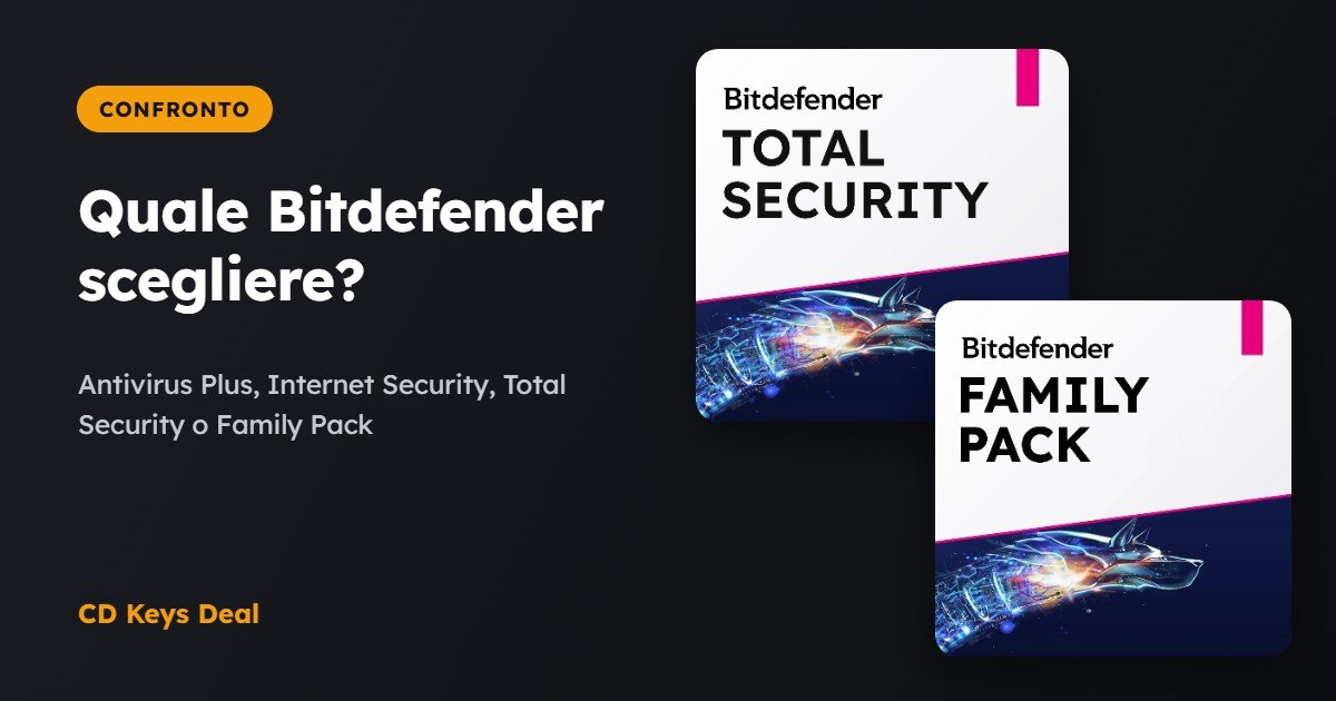 Bitdefender: Antivirus Plus, Internet Security, Total Security o Family Pack?