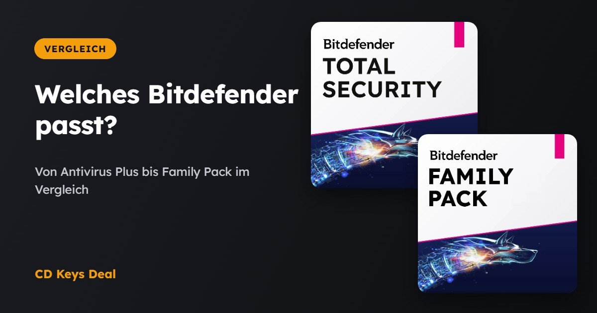Bitdefender: Antivirus Plus, Internet Security, Total Security oder Family Pack?