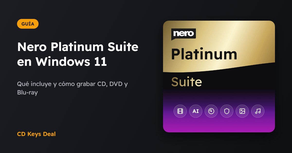 Nero Platinum Suite: qué incluye y cómo grabar CD, DVD y Blu-ray en Windows 11