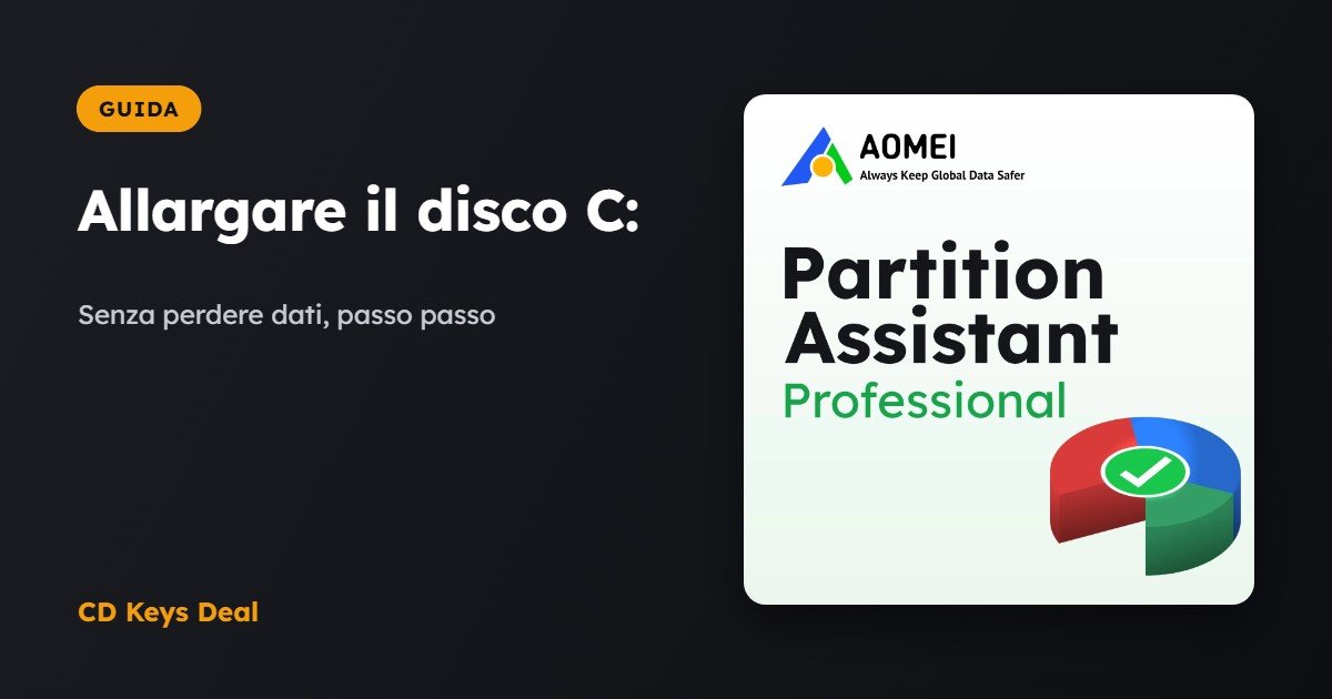 Partizioni del disco: come allargare C: senza perdere dati