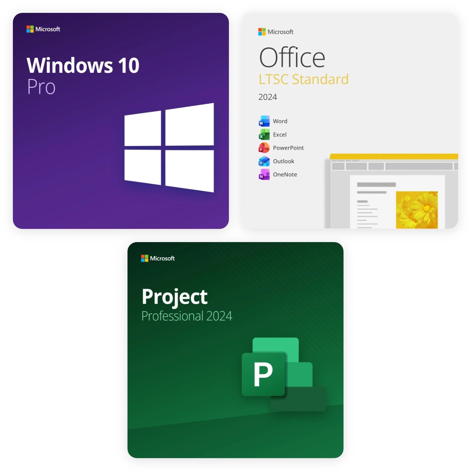 bundle-windows-10-pro-office-2024-standard-project-2024-grid Bundle Windows 10 Pro + Office 2024 Standard + Project 2024 Professional – Lebenslange Lizenzen | Digitale Product Keys – Bild 1